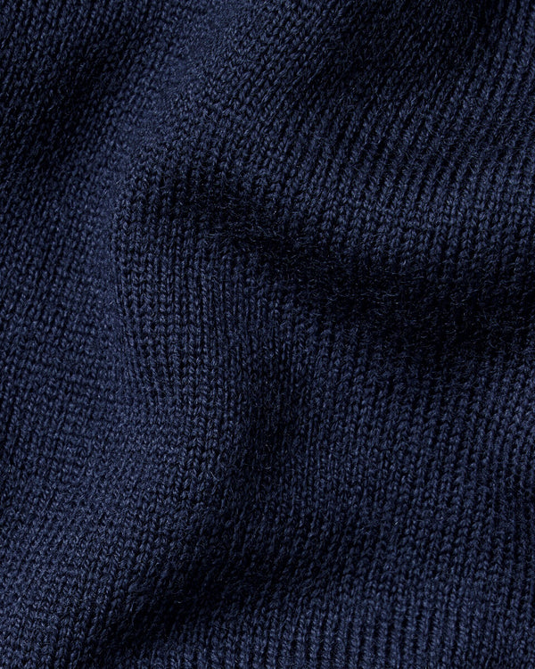 England Rugby Red Rose Pure Merino Quarter Zip Sweater - Navy