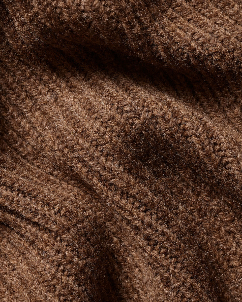 Pure Merino Shawl Neck Chunky Cardigan - Toffee