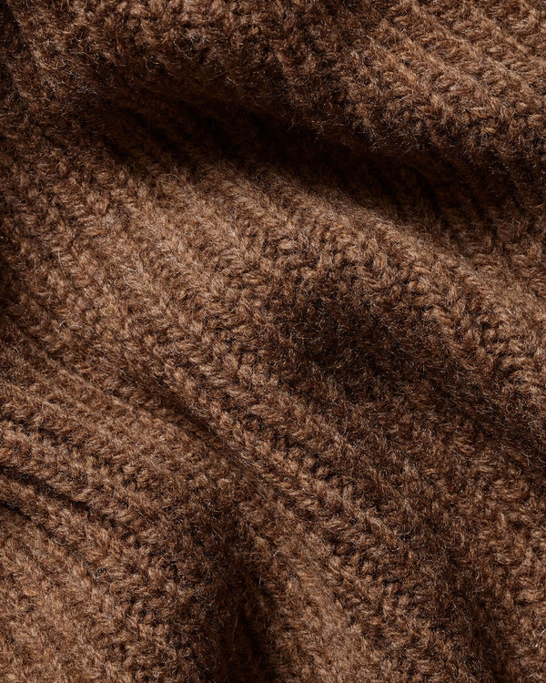 Pure Merino Shawl Neck Chunky Cardigan - Toffee