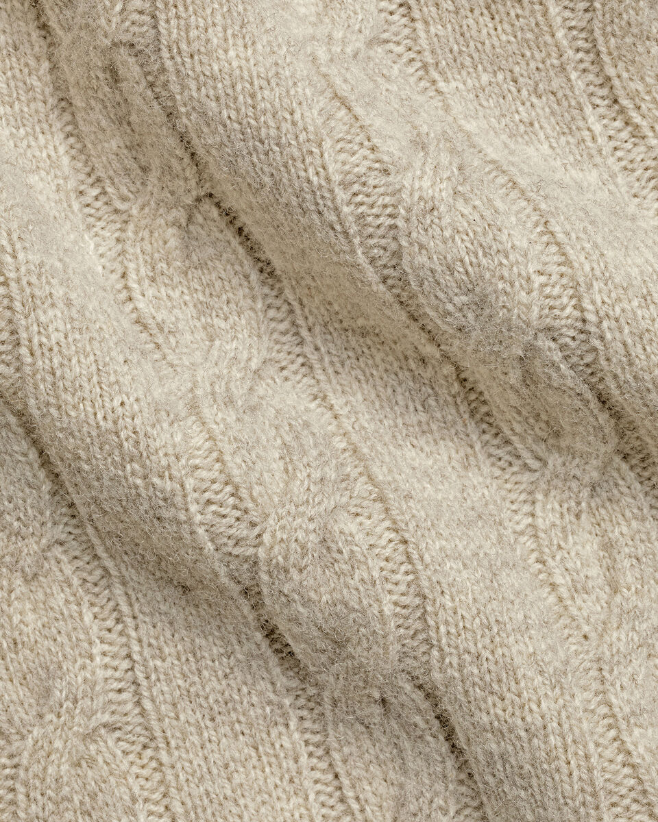 Cable Merino Crew Neck Jumper - Oatmeal