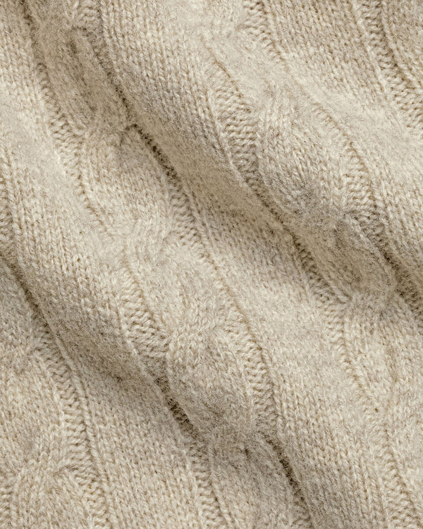Cable Merino Crew Neck Jumper - Oatmeal