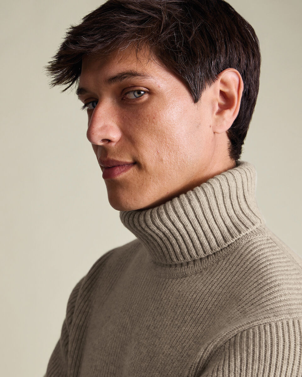 Pure Merino Chunky Turtleneck Sweater - Oatmeal