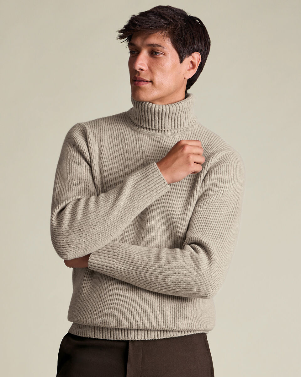Pure Merino Chunky Turtleneck Sweater - Oatmeal