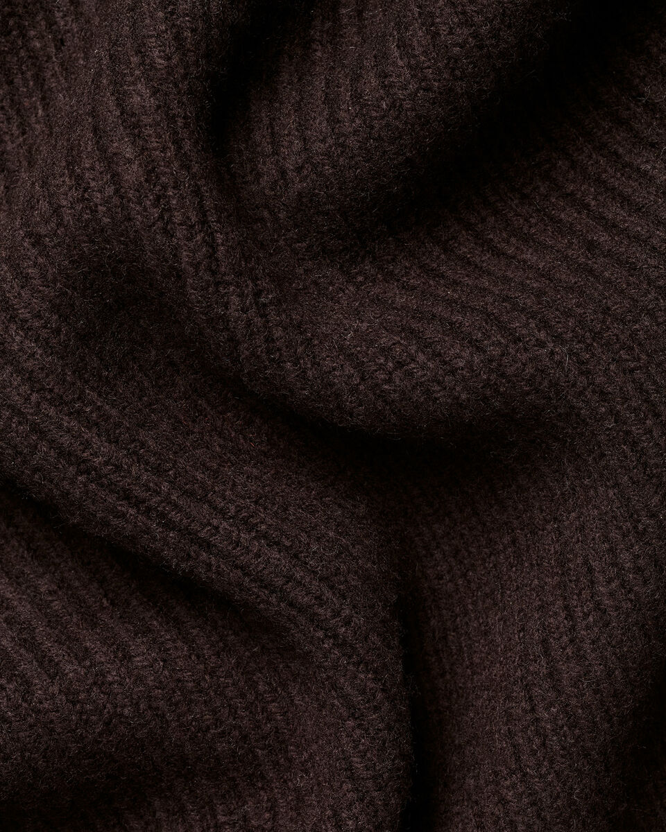Chunky Pure Merino Shawl Neck Cardigan - Chocolate Brown