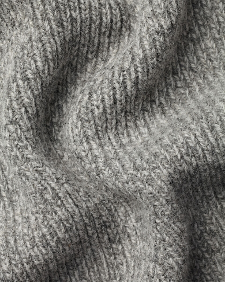 Chunky Pure Merino Shawl Neck Cardigan - Grey Marl