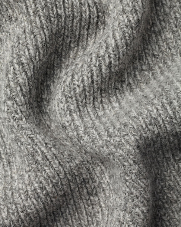 Chunky Pure Merino Shawl Neck Cardigan - Grey Marl