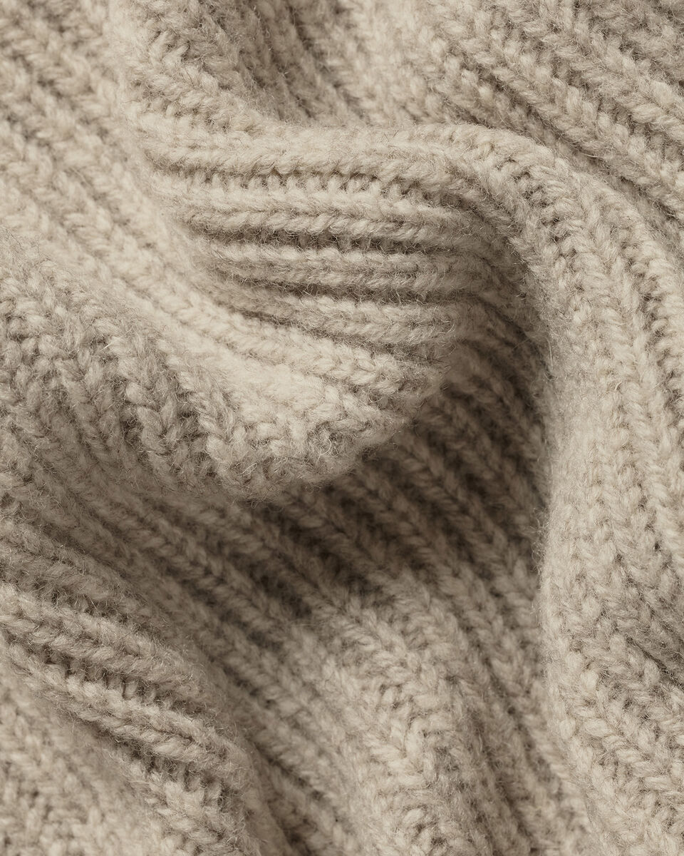 Chunky Pure Merino Shawl Neck Cardigan - Oatmeal