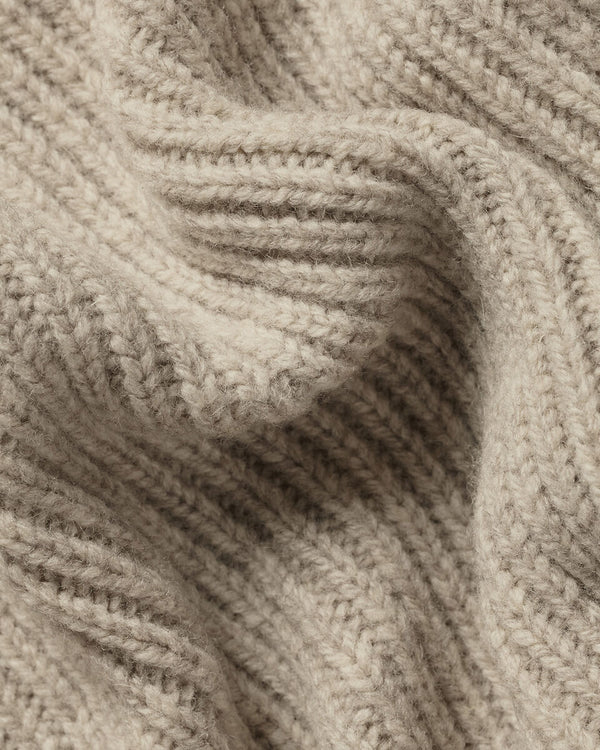 Chunky Pure Merino Shawl Neck Cardigan - Oatmeal