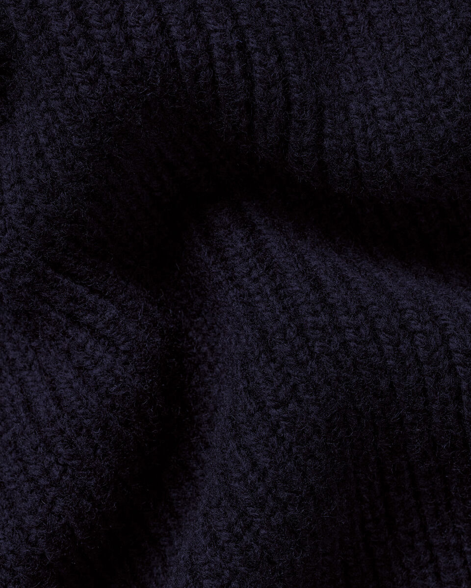 Chunky Pure Merino Turtleneck Sweater - Navy Blue