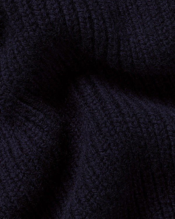 Chunky Pure Merino Turtleneck Sweater - Navy Blue