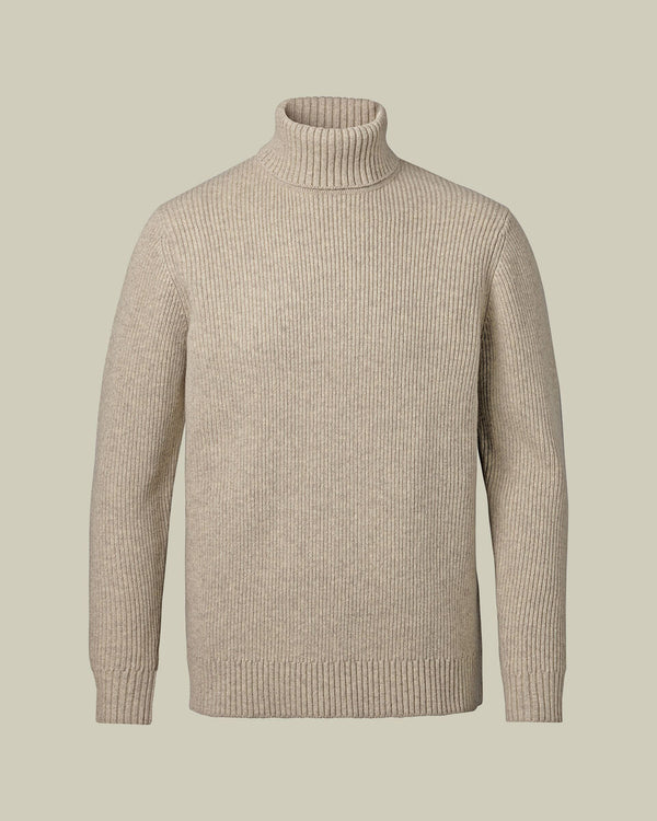 Chunky Pure Merino Turtleneck Sweater - Oatmeal