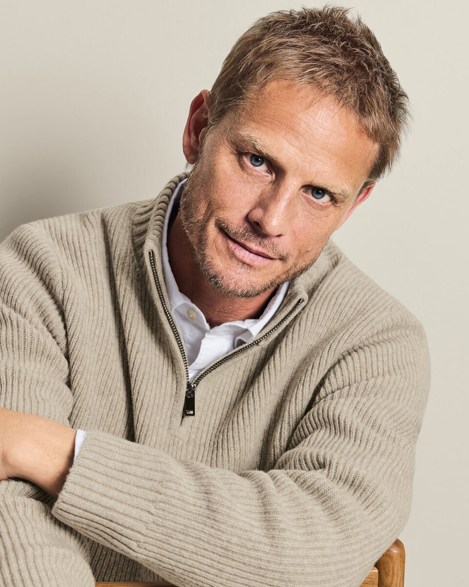 Chunky Pure Merino Zip Neck Sweater - Oatmeal