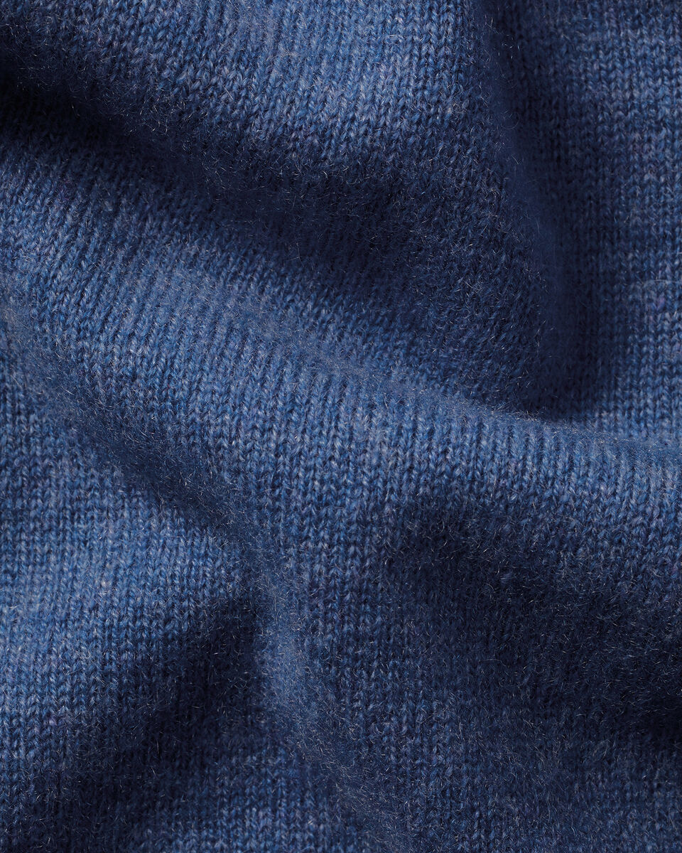 Pure Cashmere Quarter Zip Sweater - Denim Blue