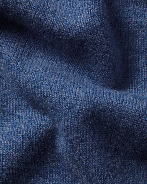 Pure Cashmere Quarter Zip Sweater - Denim Blue
