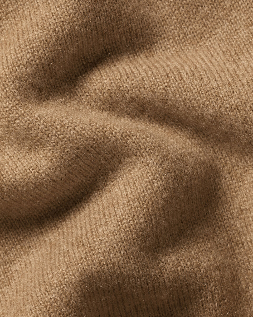 Pure Cashmere Quarter Zip Sweater - Tan