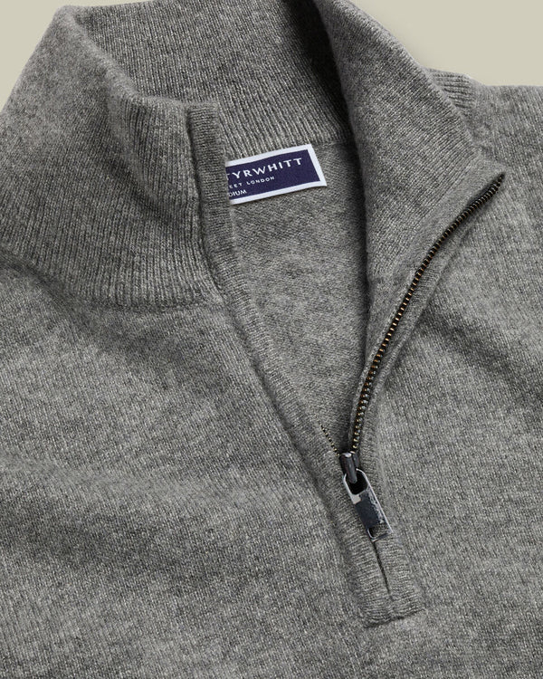 Pure Cashmere Quarter Zip Sweater - Gray