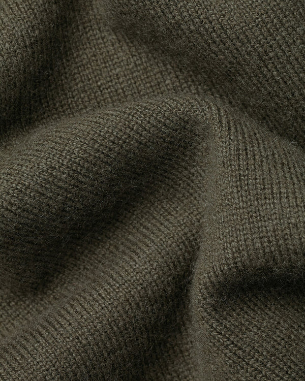 Cashmere Zip Neck Sweater - Olive Green