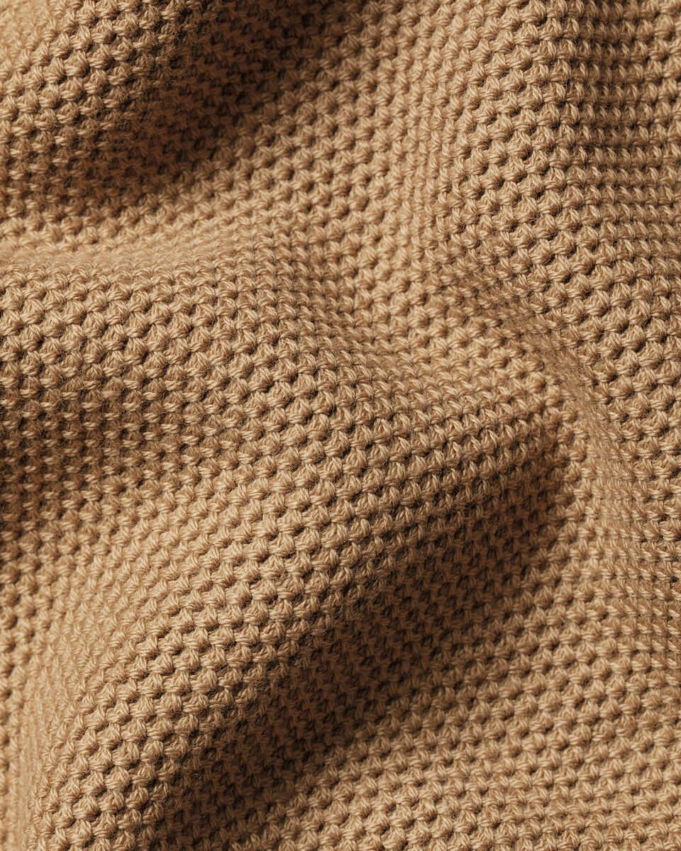 Honeycomb Cotton Quarter Zip Sweater - Camel