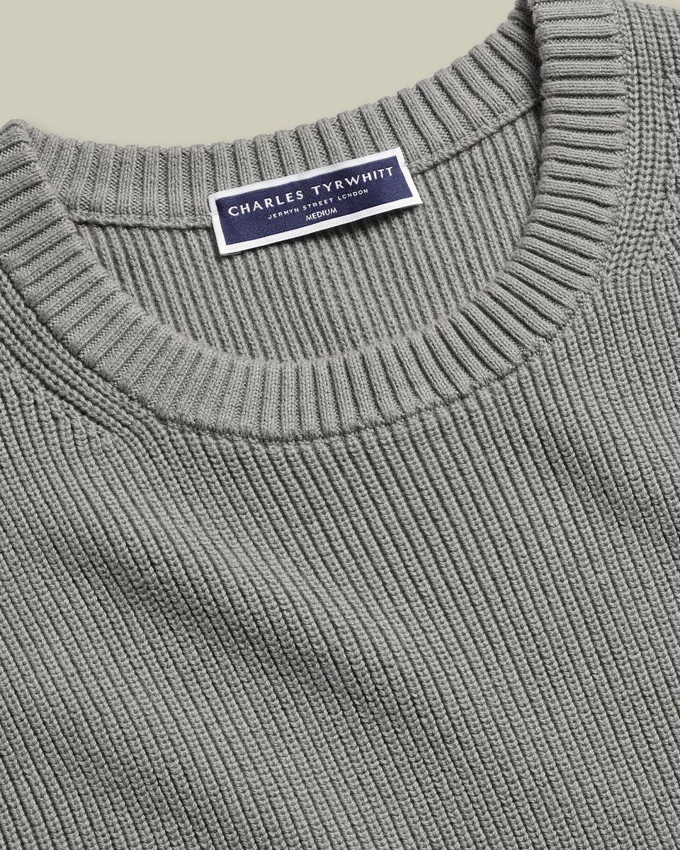 Cotton Rib Crew Neck Sweater - Gray Secondary image