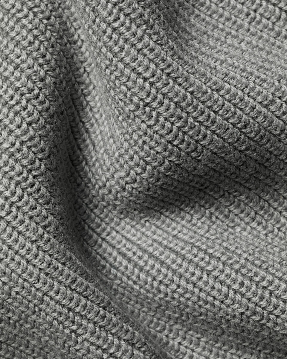 Cotton Rib Crew Neck Sweater - Gray