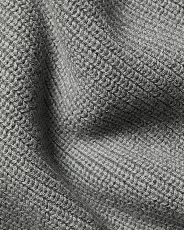Cotton Rib Crew Neck Sweater - Gray