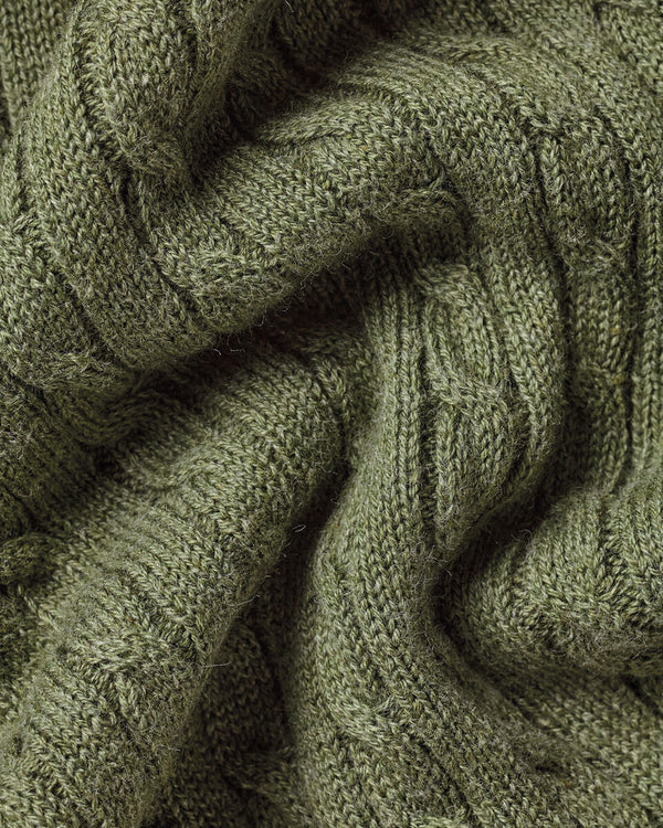 Cotton Cable Knitted Polo – Sage Green