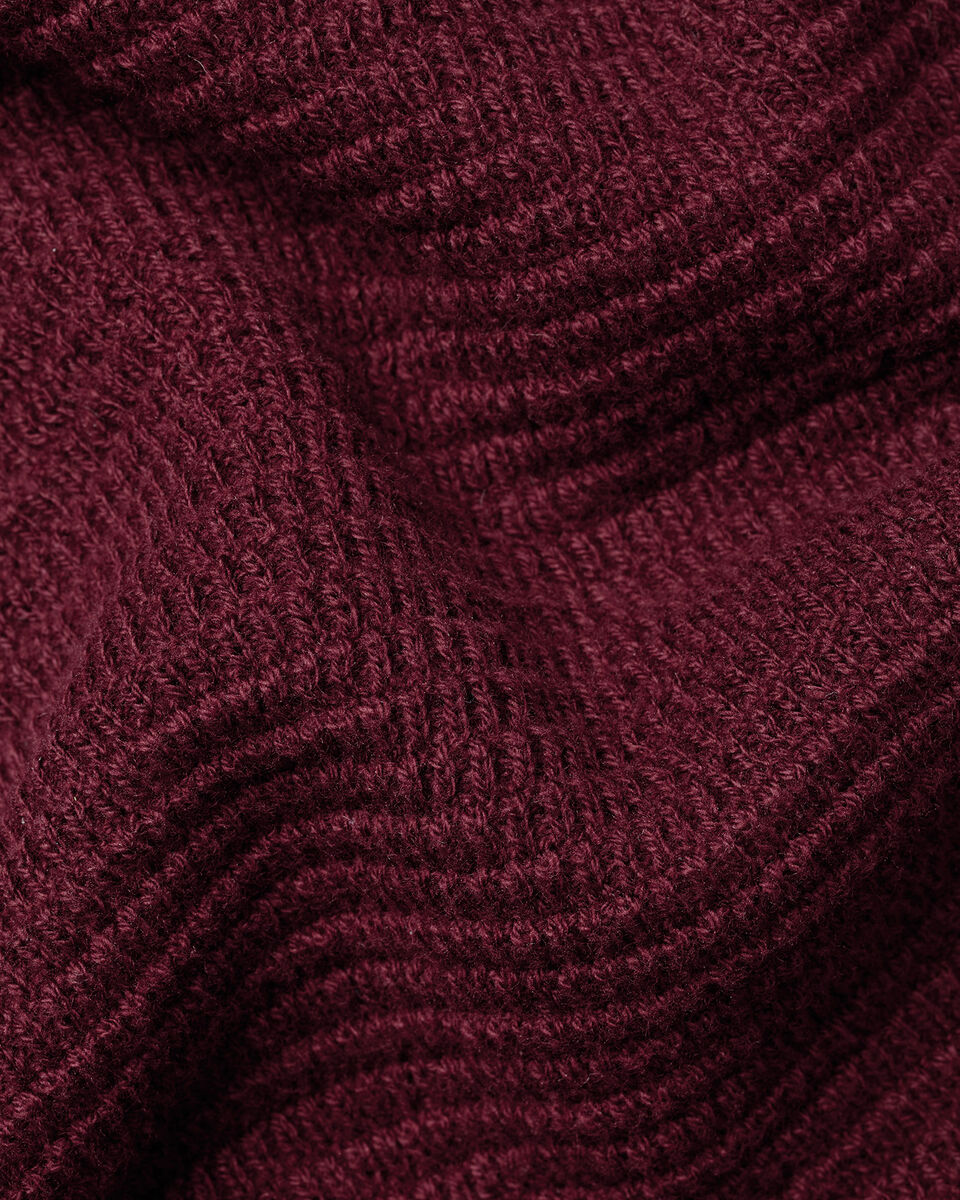Cotton Textured Trophy Neck Knitted Polo - Burgundy