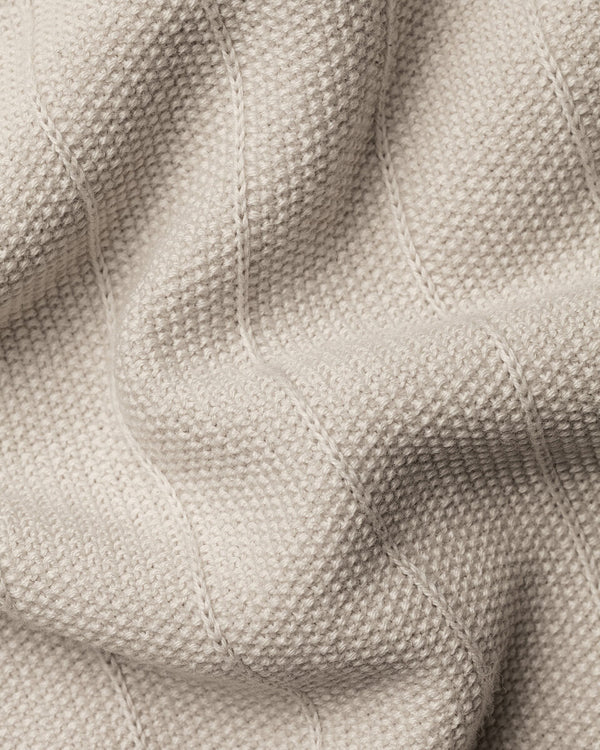 Cotton Stripe Knitted Polo - Limestone