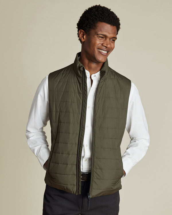 Lightweight Quilted Vest - Olive Green