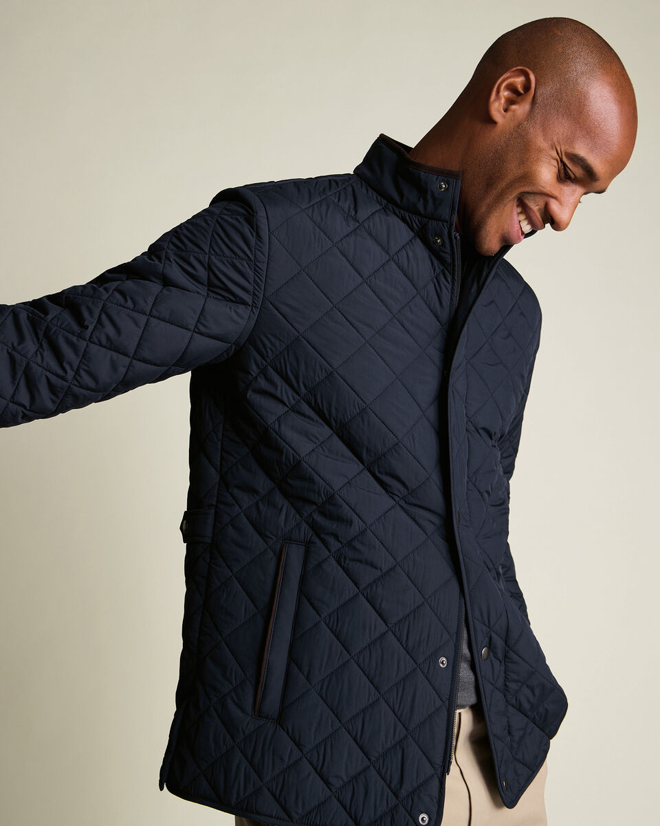 Diamond Quilted Jacket - Navy Main image