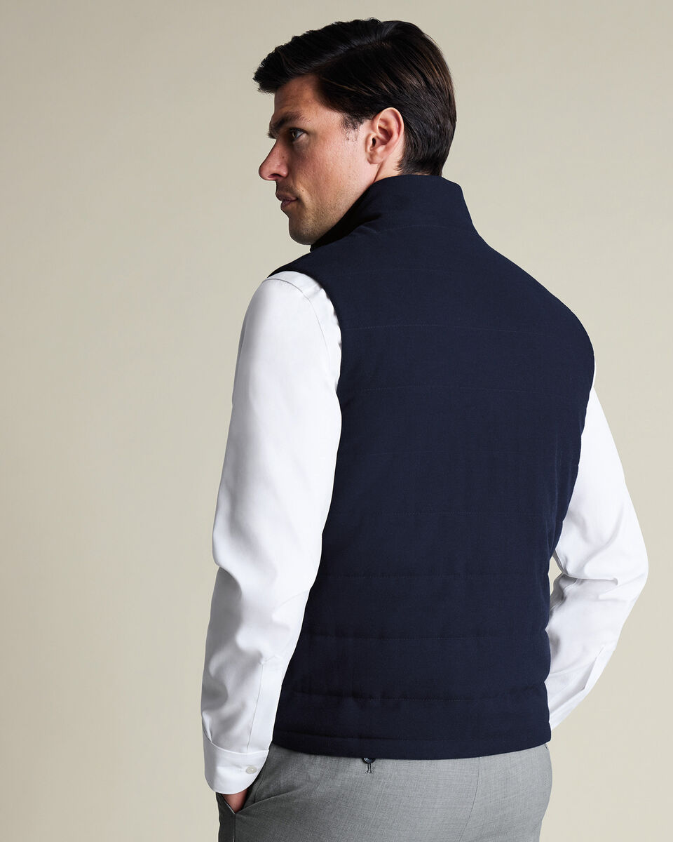 Flannel Quilted Gilet - Navy