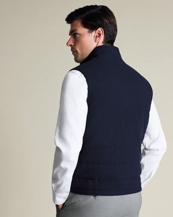 Flannel Quilted Gilet - Navy