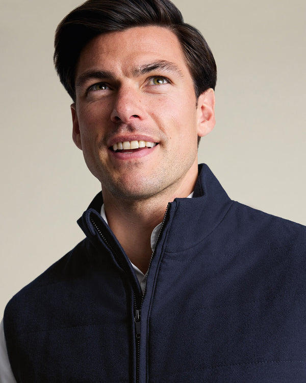 Flannel Quilted Gilet - Navy