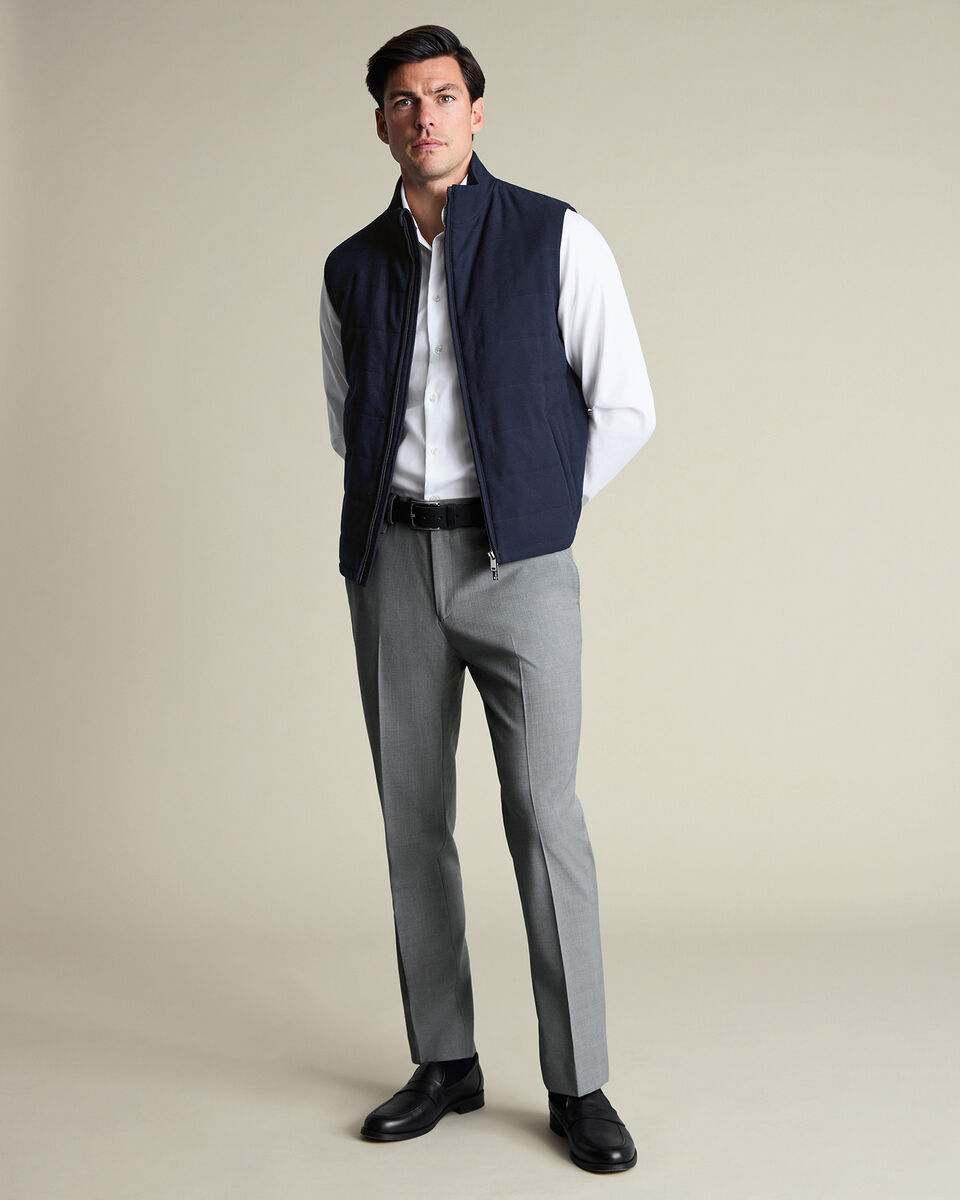 Flannel Quilted Gilet - Navy