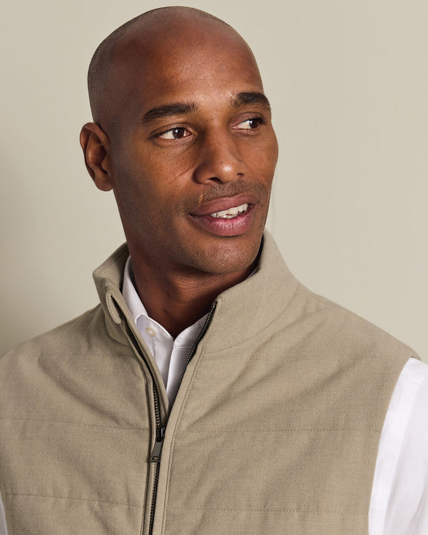 Flannel Quilted Vest - Taupe