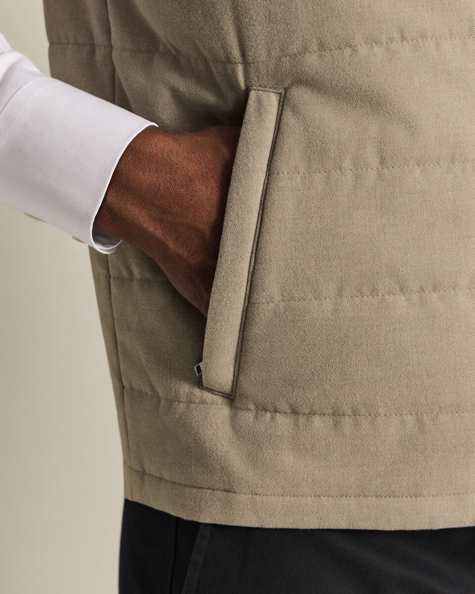 Flannel Quilted Vest - Taupe