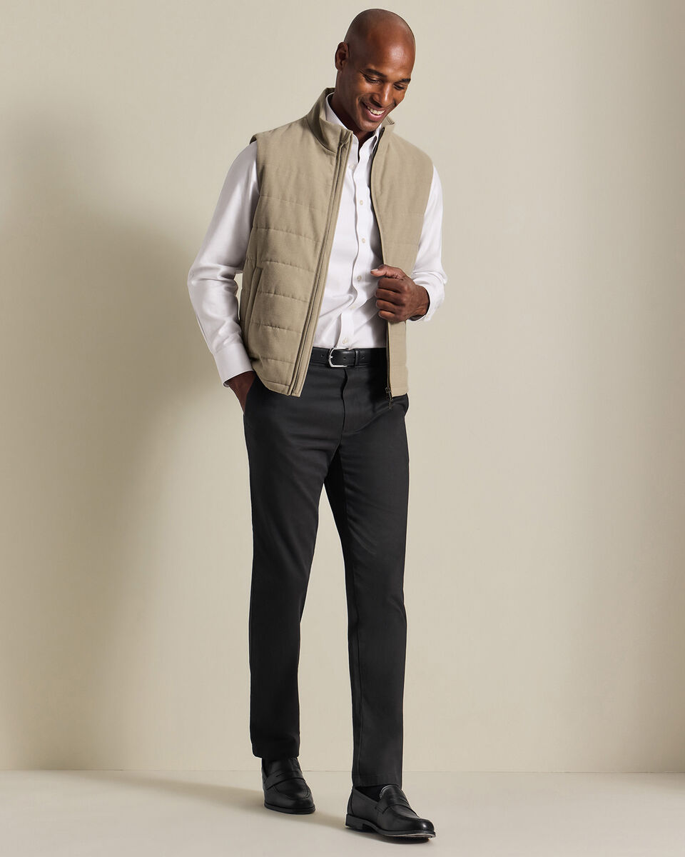 Flannel Quilted Vest - Taupe