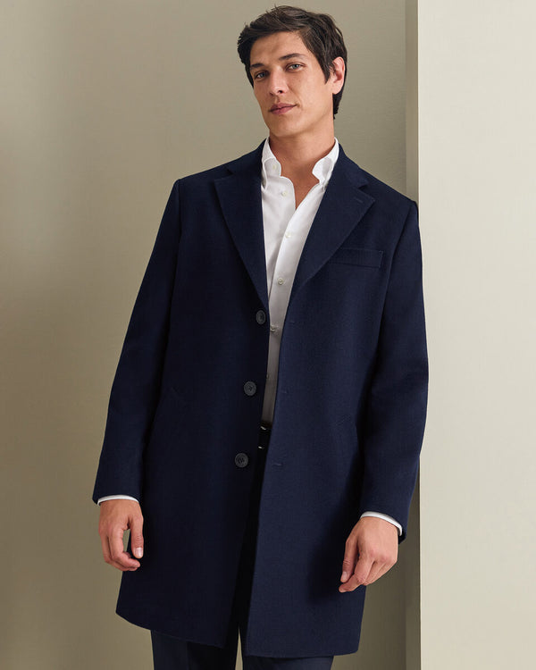 Pure Wool Overcoat - Navy