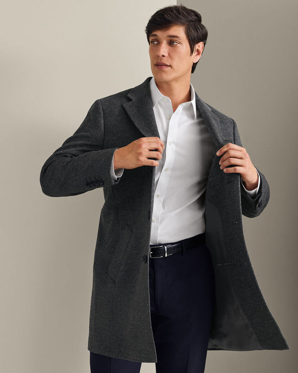 Pure Wool Overcoat - Dark Gray