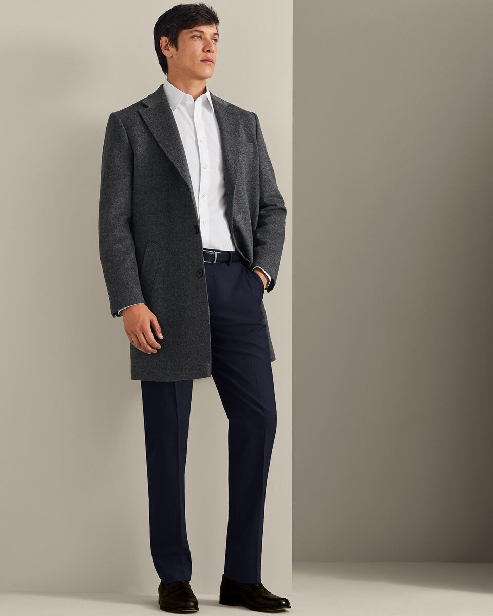 Pure Wool Overcoat - Dark Gray