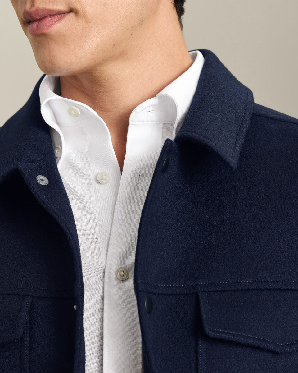 Wool Harrington Jacket - Navy