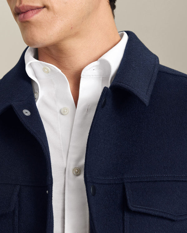 Wool Harrington Jacket - Navy