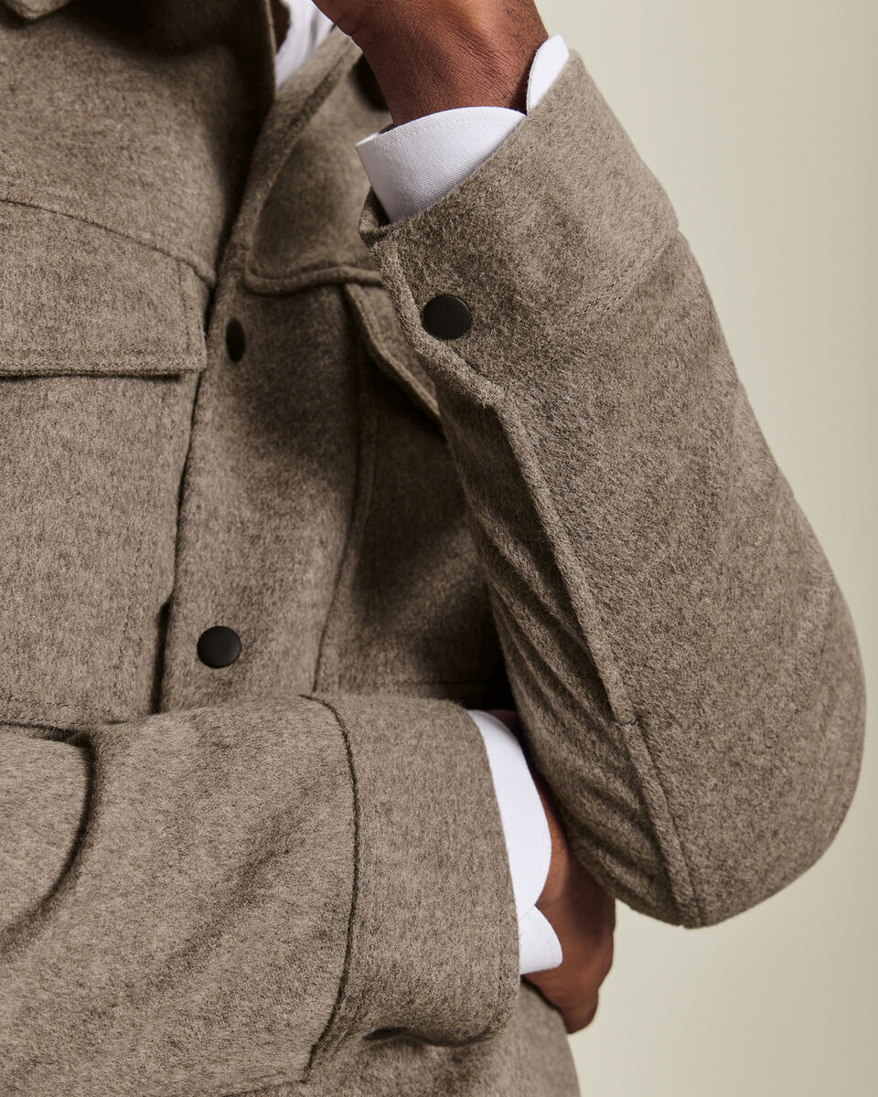 Oatmeal Wool Harrington Jacket