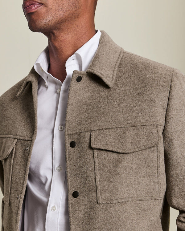 Oatmeal Wool Harrington Jacket