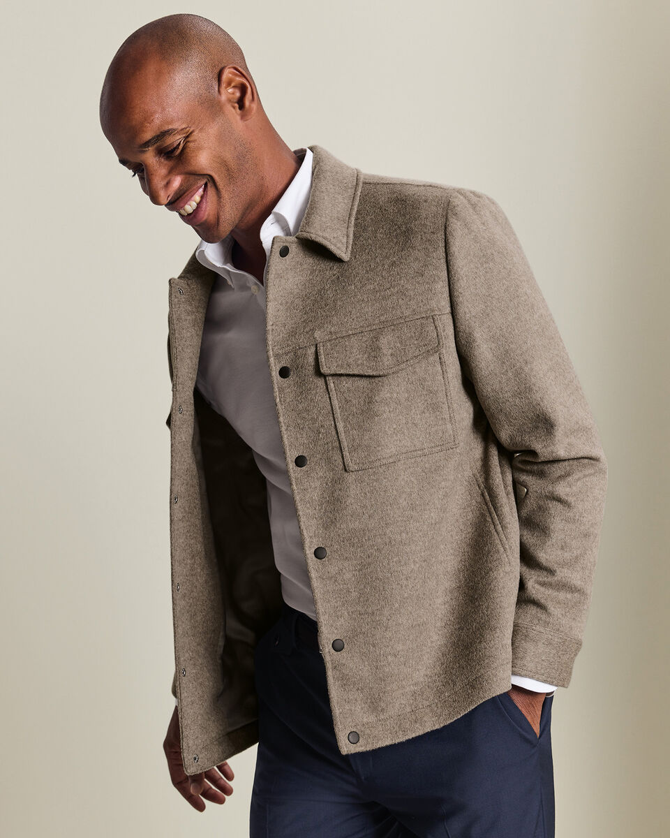 Oatmeal Wool Harrington Jacket Main image