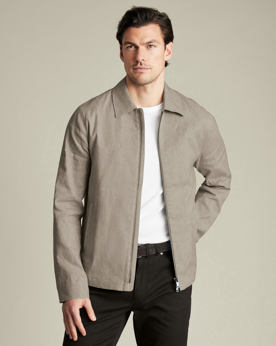 Linen Cotton Harrington Jacket – Limestone Main image
