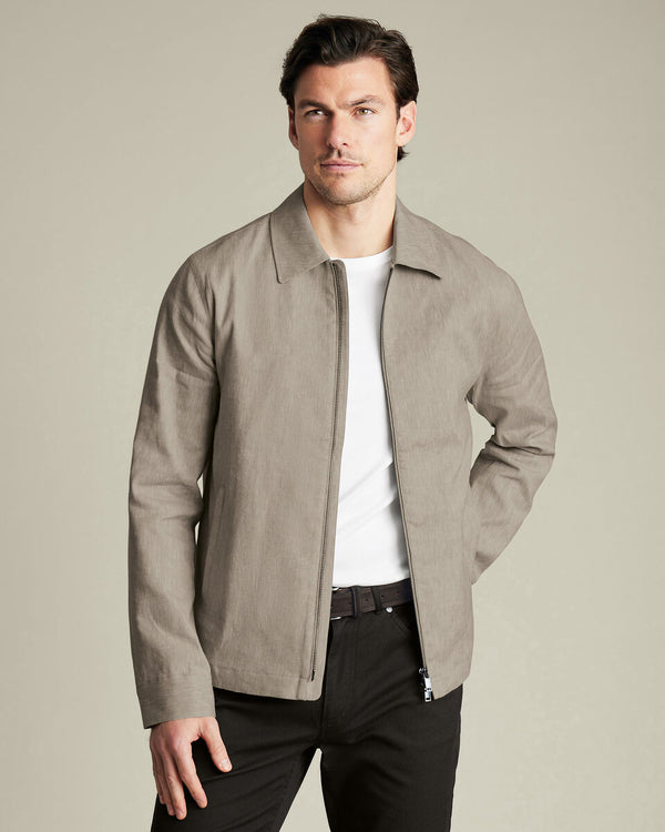 Linen Cotton Harrington Jacket – Limestone