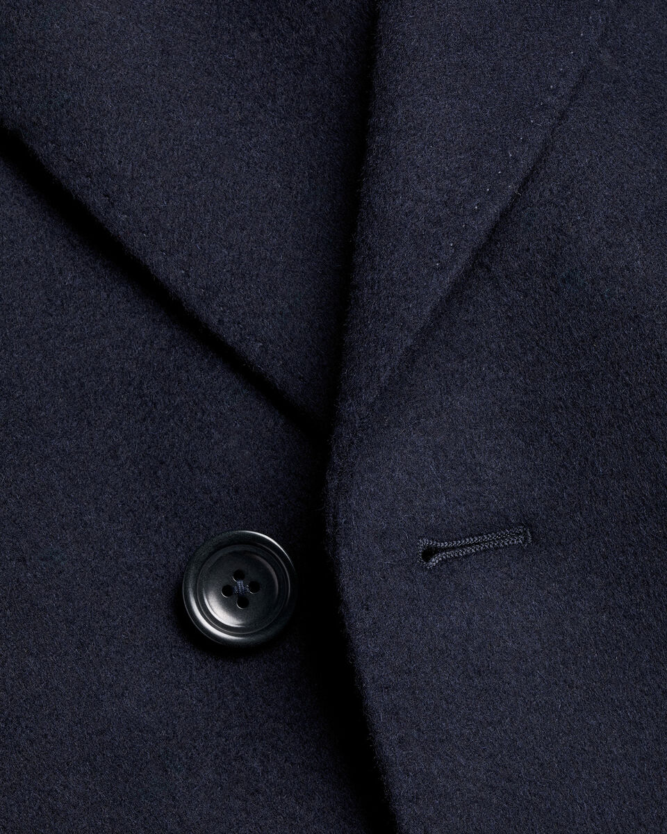 Double Breasted Pure Wool Overcoat - Navy