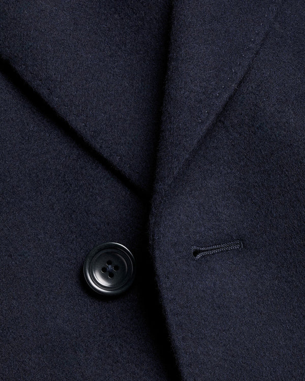 Double Breasted Pure Wool Overcoat - Navy