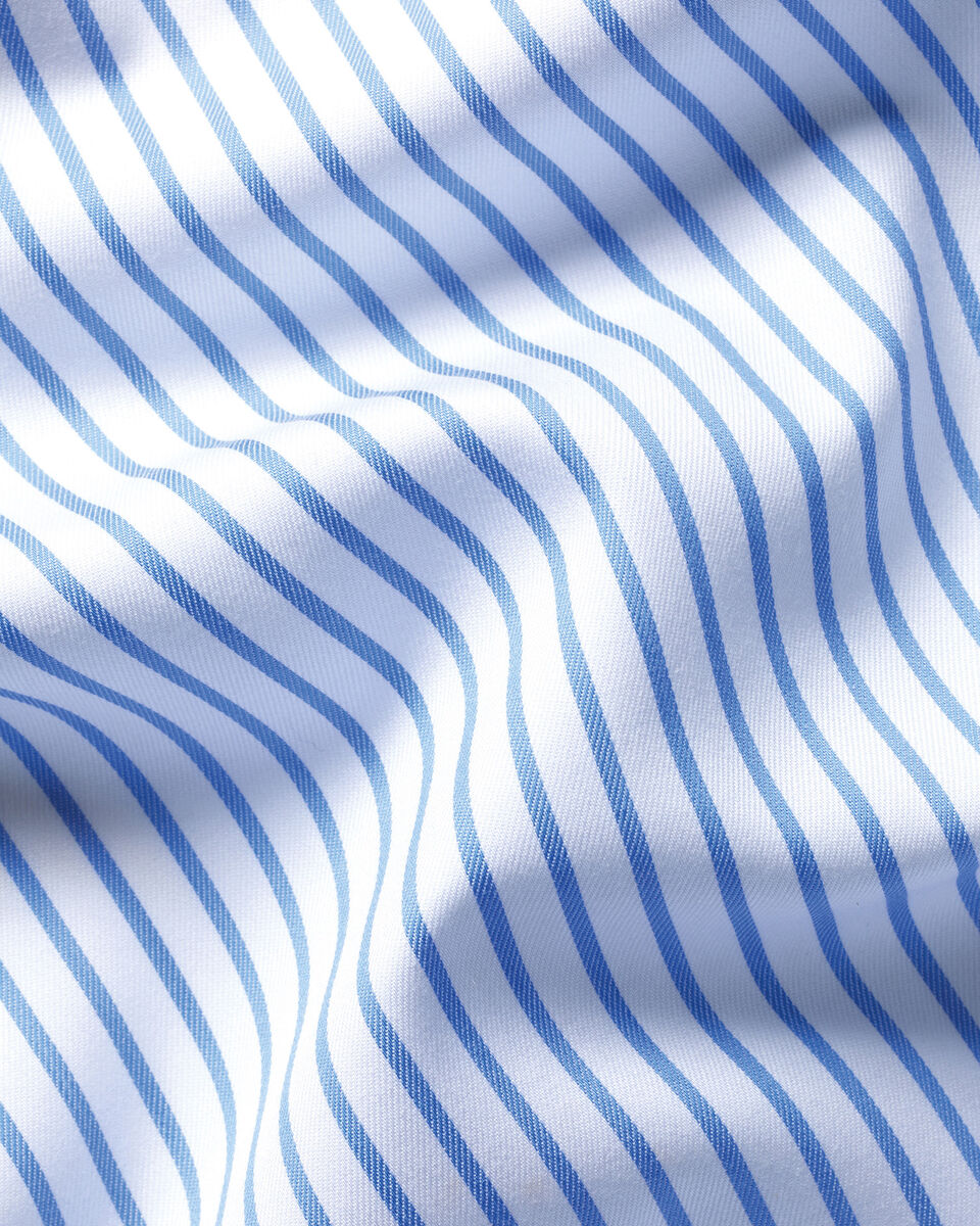 Non-Iron Twill Stripe Shirt - Cornflower Blue